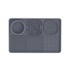 Multi-Functional Slow Feeder Mat for Dogs- Anti-Slip Lick Pad with Multiple Textures Rectangle 2PCS (Black & Grey)