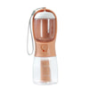 Orange 3-in-1 Portable Pet Water Bottle with Food Storage and Waste Bag Dispenser - 300mL Capacity