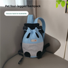 Size L Blue-Gray Patchwork Pet Backpack Dog Carrier Cat Travel Bag - Breathable, Portable & Hands-Free Four-Leg Design